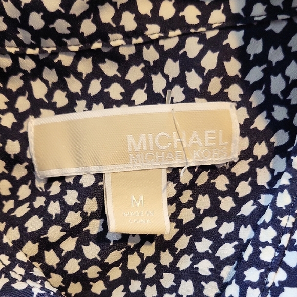 Michael Kors Black and White Patterned Zip Up Blouse - Picture 3 of 3